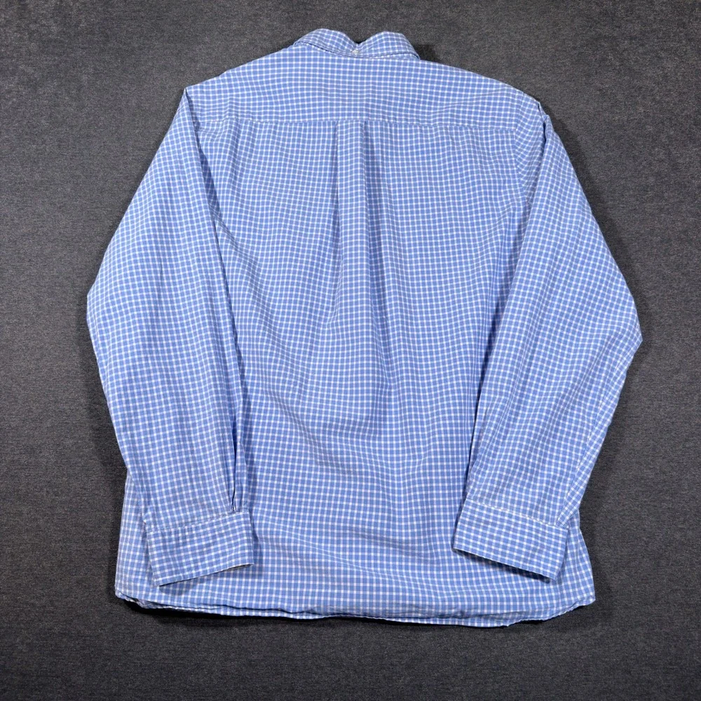 Brooks Brothers Red Fleece Button Down Shirt Mens XL Blue Gingham Check Cotton